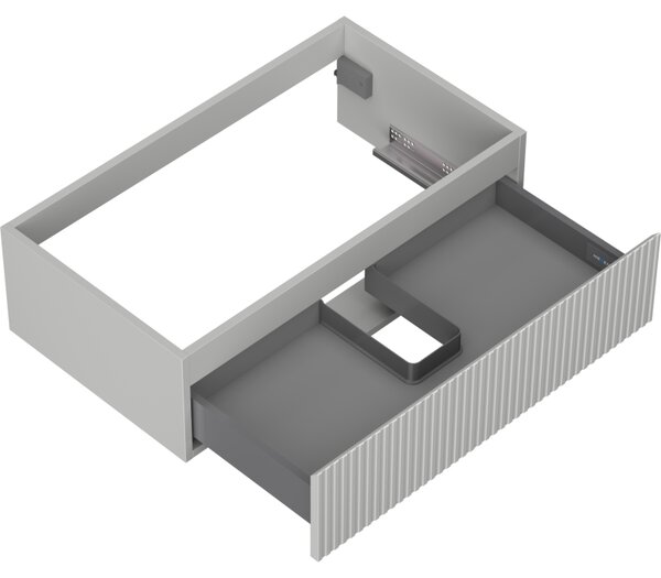 Mexen Rivel, mobilier baie 80 cm, 1 sertar, canelat, gri mat, 91A20-08023-1-BF62