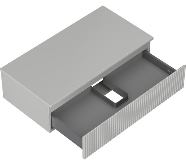 Mexen Rivel, mobilier baie 90 cm cu blat, 1 sertar, canelat, gri mat, 91A20-09023-1-BFC62