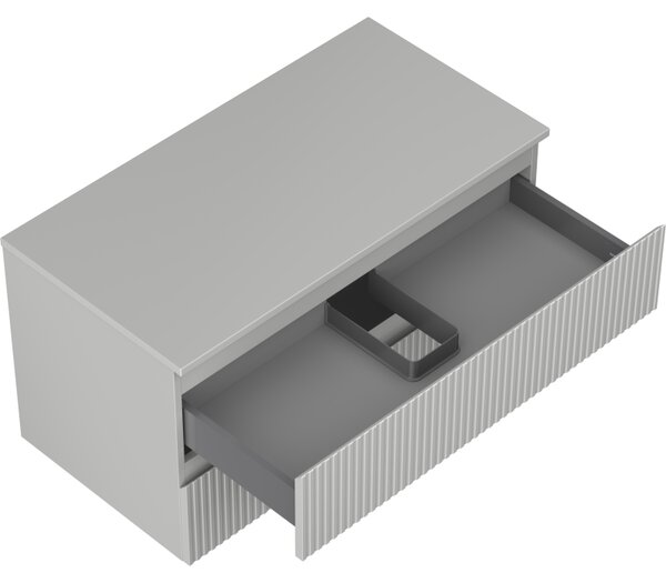 Mexen Rivel, mobilier baie 90 cm cu blat, 2 sertare, canelat, gri mat, 91A20-09047-2-BFFC62