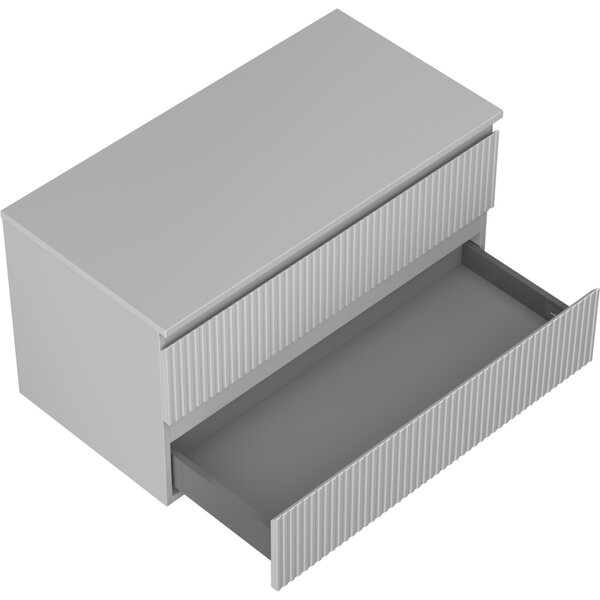 Mexen Rivel, mobilier baie 90 cm cu blat, 2 sertare, canelat, gri mat, 91A20-09047-2-BFFC62