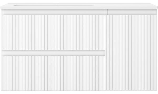 Mexen Rivel, mobilier baie 90 cm cu lavoar stânga Otis, 2S, 1D, canelat, alb mat, 91A23-09047-3-BBFFF01-W18L01