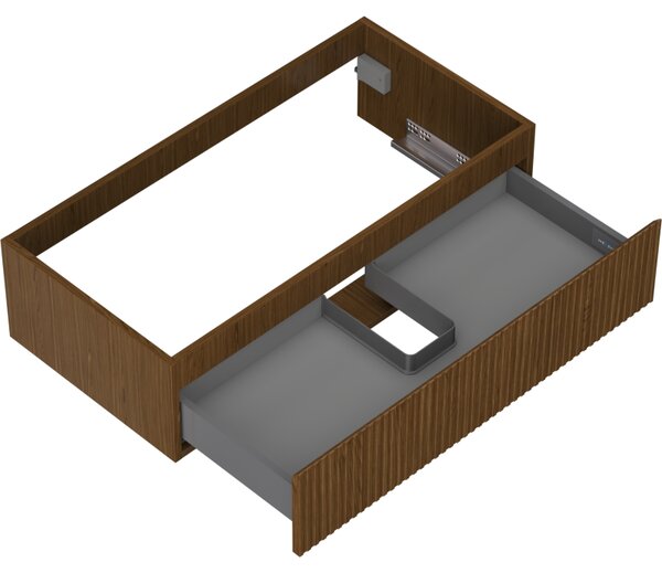 Mexen Rivel, mobilier baie 90 cm, 1 sertar, canelat, nuc, 91A20-09023-1-BF86