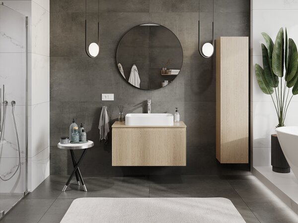 Mexen Rivel, mobilier baie 90 cm, 1 sertar, canelat, stejar, 91A20-09047-1-BF81
