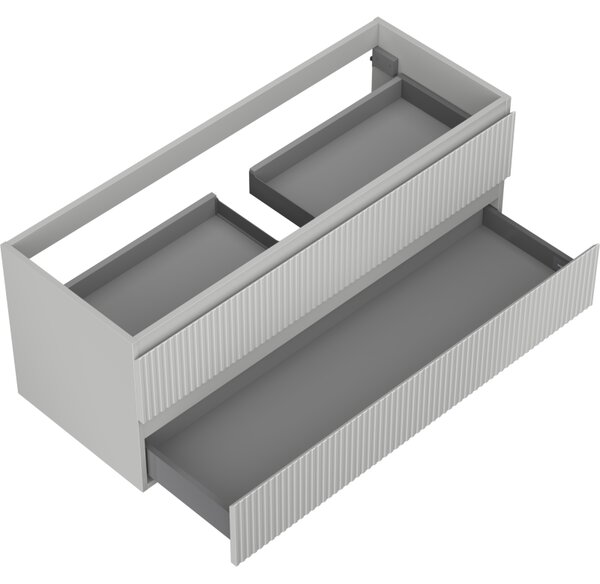 Mexen Rivel, mobilier baie sub chiuvetă 120 cm, 2 sertare, canelat, gri mat, 91A20-12047-2-BFF62