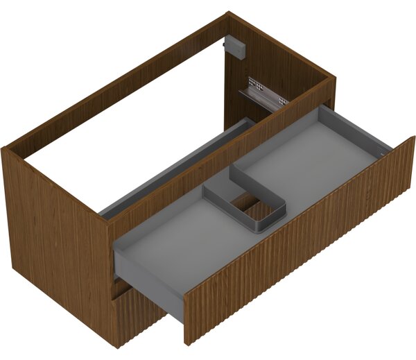 Mexen Rivel, mobilier baie 90 cm, 2 sertare, canelat, nuc, 91A20-09047-2-BFF86
