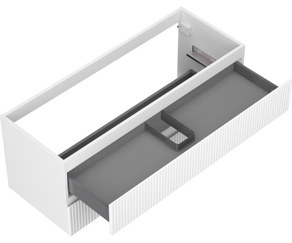 Mexen Rivel, mobilier de baie sub lavoar 120 cm, 2 sertare, canelat, alb mat, 91A20-12047-2-BFF01