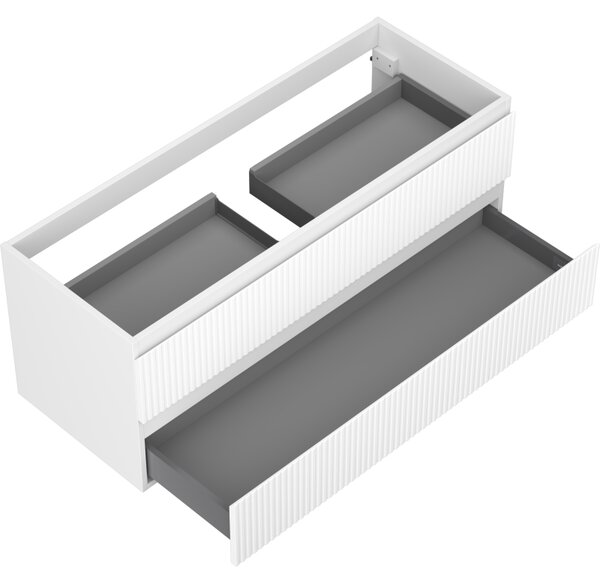 Mexen Rivel, mobilier de baie sub lavoar 120 cm, 2 sertare, canelat, alb mat, 91A20-12047-2-BFF01