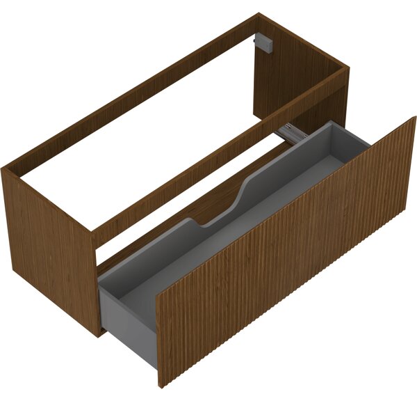 Mexen Rivel, mobilier de baie sub lavoar 120 cm, 1 sertar, canelat, nuc, 91A20-12047-1-BF86