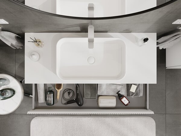 Mexen Rivel, mobilier de baie sub lavoar 120 cm, 2 sertare, canelat, alb mat, 91A20-12047-2-BFF01