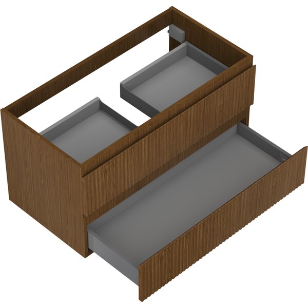 Mexen Rivel, mobilier baie 90 cm, 2 sertare, canelat, nuc, 91A20-09047-2-BFF86