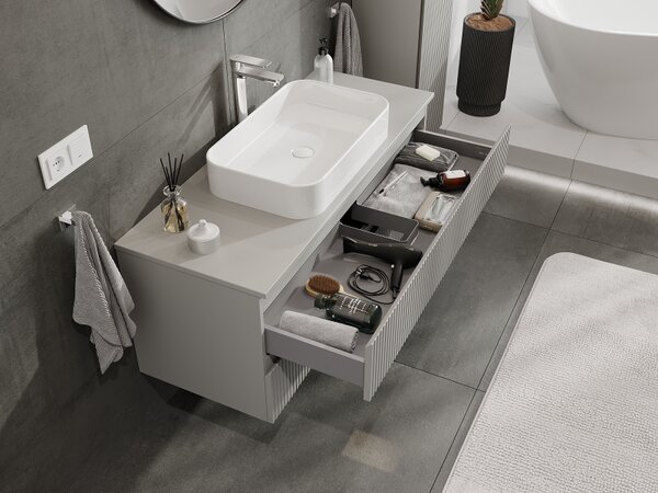 Mexen Rivel, mobilier baie sub chiuvetă 120 cm, 2 sertare, canelat, gri mat, 91A20-12047-2-BFF62