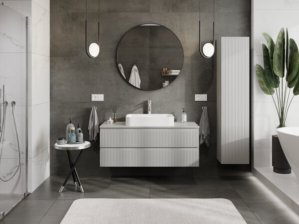 Mexen Rivel, mobilier baie sub chiuvetă 120 cm, 2 sertare, canelat, gri mat, 91A20-12047-2-BFF62