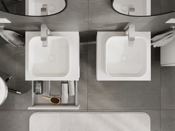 Mexen Rivel, mobilier de baie sub lavoar 50 cm, 1 sertar, canelat, alb mat, 91A20-05023-1-BF01