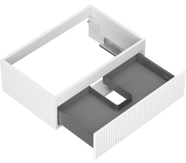 Mexen Rivel, mobilier baie sub lavoar 70 cm, 1 sertar, canelat, alb mat, 91A20-07023-1-BF01