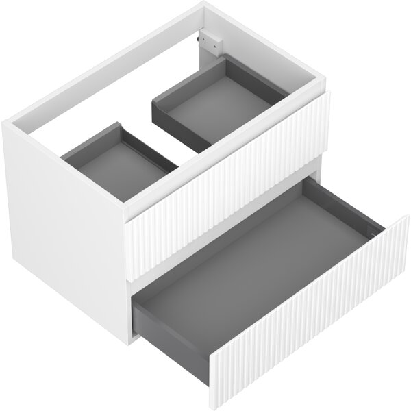 Mexen Rivel, mobilier de baie sub lavoar 70 cm, 2 sertare, canelat, alb mat, 91A20-07047-2-BFF01