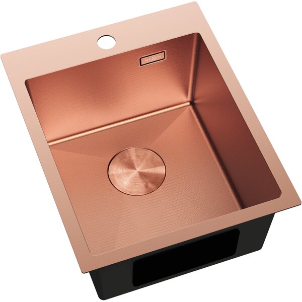 Chiuvetă Mexen Solix, din oțel inoxidabil cu 1 compartiment, 400 x 500 mm, cupru periat, model fagure, 6406401000-65HC
