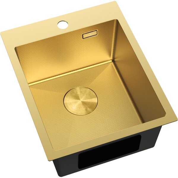 Chiuvetă Mexen Solix, din oțel inoxidabil cu 1 compartiment, 400 x 500 mm, auriu periat, model fagure, 6406401000-55HC