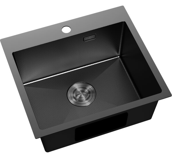Chiuvetă Mexen Solix, din oțel inoxidabil cu 1 compartiment, 500 x 450 mm, neagră, model fagure, 6402501000-70HC