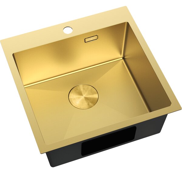 Chiuvetă Mexen Solix, din oțel inoxidabil cu 1 compartiment, 500 x 500 mm, auriu periat, 6407501000-55