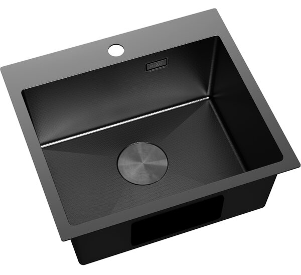 Chiuvetă Mexen Solix, din oțel inoxidabil cu 1 compartiment, 500 x 450 mm, neagră, model fagure, 6402501000-70HC