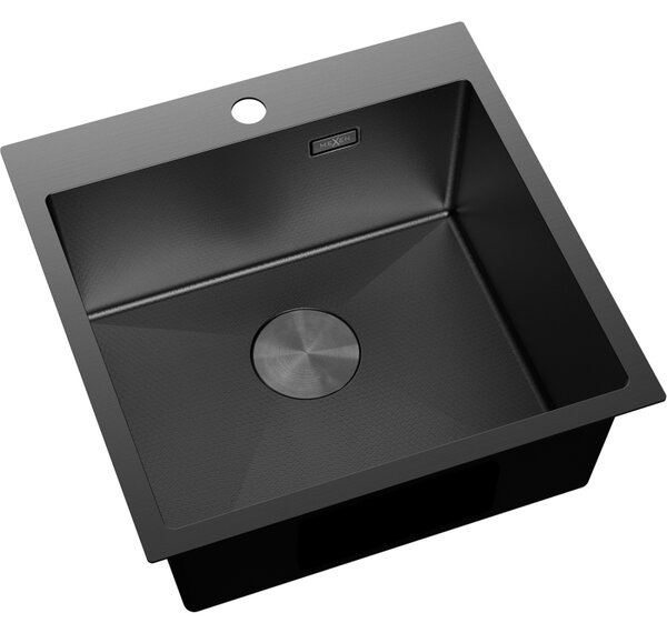 Chiuvetă Mexen Solix, din oțel inoxidabil cu 1 compartiment, 500 x 500 mm, neagră, model fagure, 6407501000-70HC