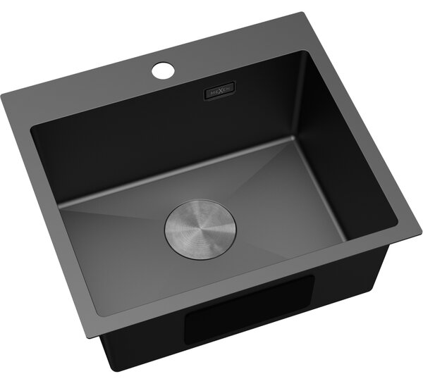 Chiuvetă Mexen Solix, din oțel inoxidabil cu 1 compartiment, 500 x 450 mm, neagră, 6402501000-70