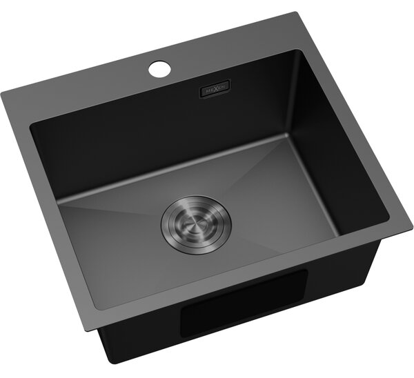 Chiuvetă Mexen Solix, din oțel inoxidabil cu 1 compartiment, 500 x 450 mm, neagră, 6402501000-70