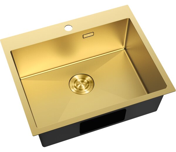 Chiuvetă Mexen Solix, din oțel inoxidabil cu 1 compartiment, 600 x 500 mm, auriu periat, 6408601000-55