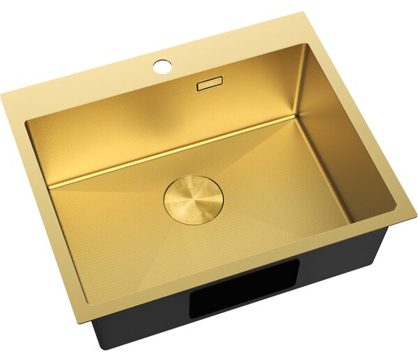 Chiuvetă Mexen Solix, din oțel inoxidabil cu 1 compartiment, 600 x 500 mm, auriu periat, model fagure, 6408601000-55HC
