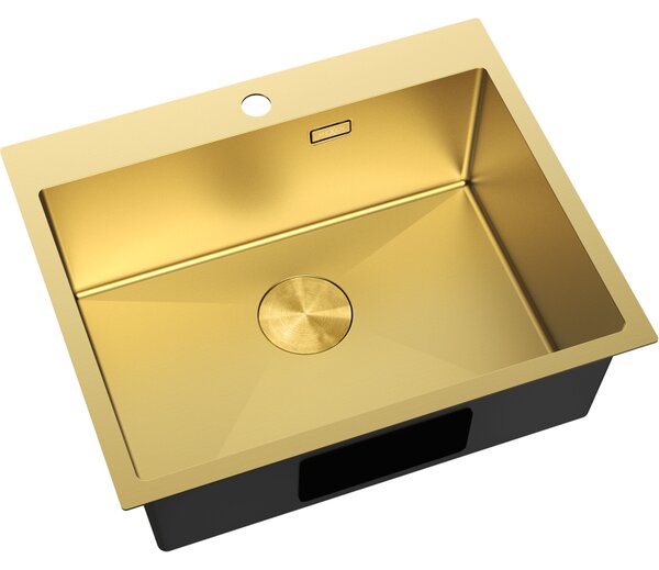 Chiuvetă Mexen Solix, din oțel inoxidabil cu 1 compartiment, 600 x 500 mm, auriu periat, 6408601000-55