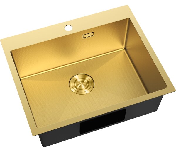 Chiuvetă Mexen Solix, din oțel inoxidabil cu 1 compartiment, 600 x 500 mm, auriu periat, model fagure, 6408601000-55HC