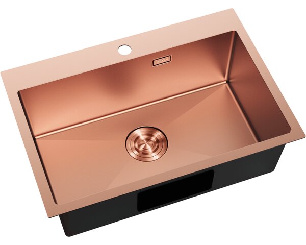 Chiuvetă Mexen Solix, din oțel inoxidabil cu 1 compartiment, 650 x 450 mm, cupru periat, 6403651000-65