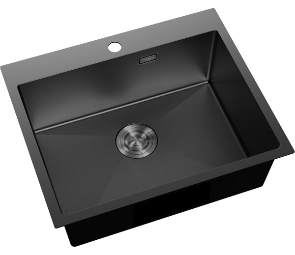 Chiuvetă Mexen Solix, din oțel inoxidabil cu 1 compartiment, 600 x 500 mm, neagră, model fagure, 6408601000-70HC