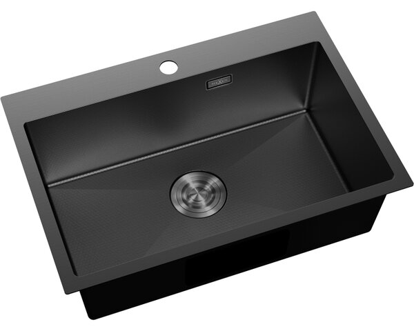 Chiuvetă Mexen Solix, din oțel inoxidabil cu 1 compartiment, 650 x 450 mm, neagră, model fagure, 6403651000-70HC