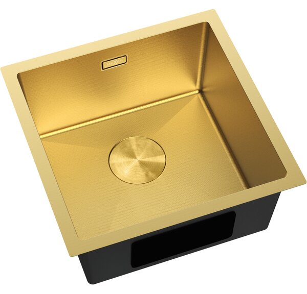 Chiuvetă Mexen Trixo, din oțel inoxidabil cu 1 cuvă, 440 x 440 mm, auriu periat, model fagure, 6413441000-55HC