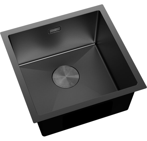 Chiuvetă Mexen Trixo, din oțel inoxidabil cu 1 compartiment, 440 x 440 mm, neagră, 6413441000-70