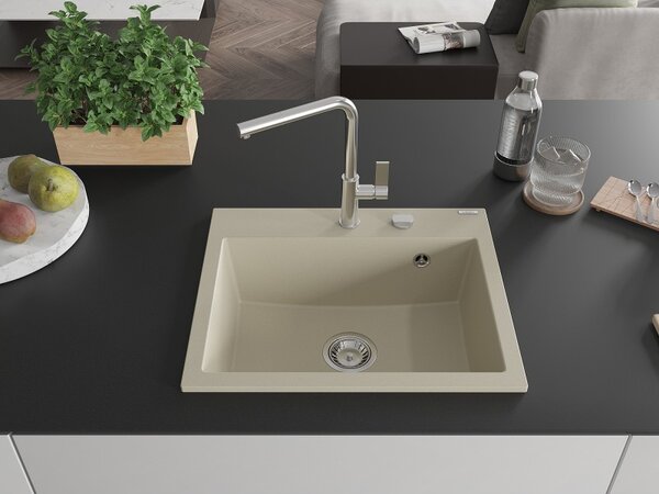 Mexen Oscar, chiuvetă granit cu 1 cameră 580x490x205 mm, bej, 6519581000-69