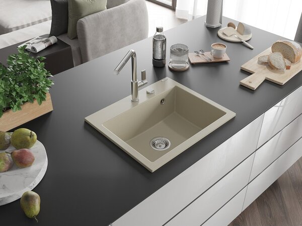 Mexen Oscar, chiuvetă granit cu 1 cameră 580x490x205 mm, bej, 6519581000-69
