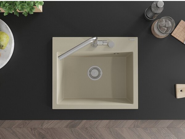 Mexen Oscar, chiuvetă granit cu 1 cameră 580x490x205 mm, bej, 6519581000-69