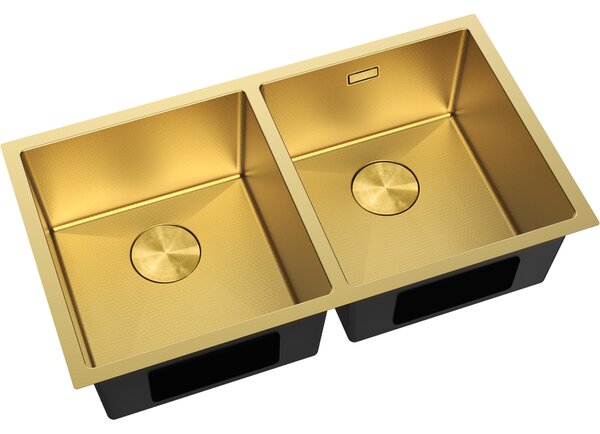 Chiuvetă Mexen Binox din oțel inoxidabil cu 2 compartimente, 800 x 450 mm, auriu periat, model fagure, 6421802000-55HC