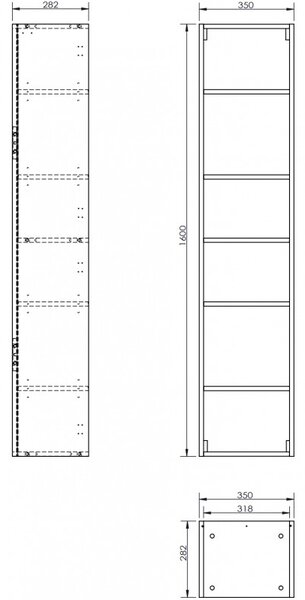 Mexen Box-A, dulap înalt de baie 35x44.2x160 cm, nuc, 91AX1-1600-300-1-86