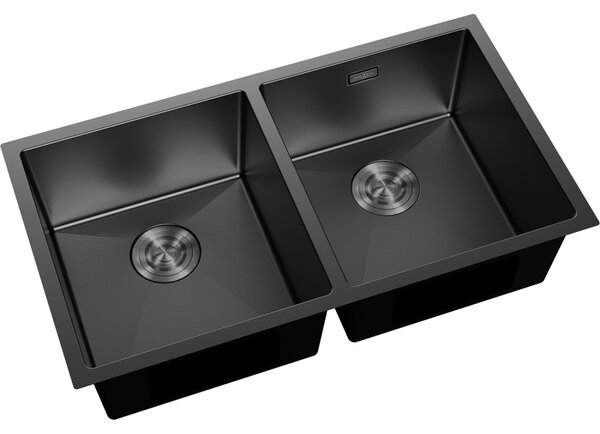 Chiuvetă Mexen Binox, din oțel inoxidabil cu 2 compartimente, 800 x 450 mm, neagră, 6421802000-70