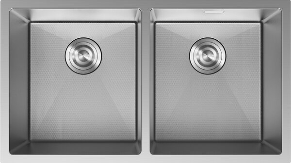 Chiuvetă Mexen Binox din oțel inoxidabil cu 2 compartimente, 800 x 450 mm, oțel periat, model fagure, 6421802000-01HC