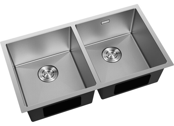 Chiuvetă Mexen Binox din oțel inoxidabil cu 2 compartimente, 800 x 450 mm, oțel periat, model fagure, 6421802000-01HC