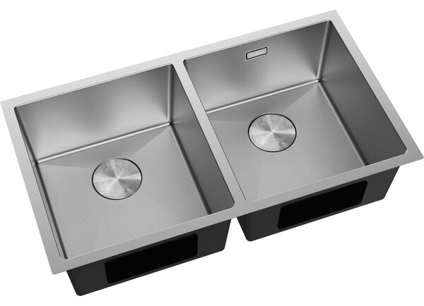 Chiuvetă Mexen Binox din oțel inoxidabil cu 2 compartimente, 800 x 450 mm, oțel periat, model fagure, 6421802000-01HC