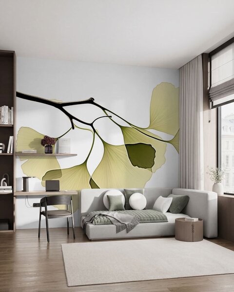 Tapet Frunze de ginkgo în formă de evantai, Fototapet Natură, w09968 : Uwalls.ro