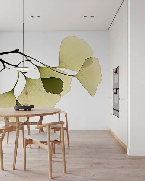 Tapet Frunze de ginkgo în formă de evantai, Fototapet Natură, w09968 : Uwalls.ro