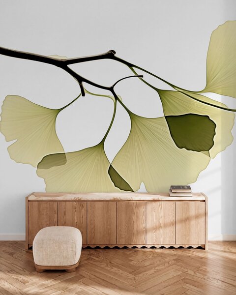 Tapet Frunze de ginkgo în formă de evantai, Fototapet Natură, w09968 : Uwalls.ro