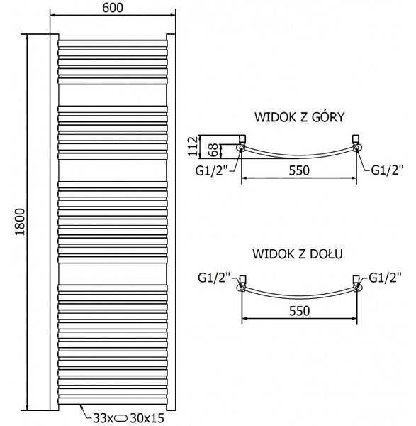 Mexen Helios, element electric de încălzire 1800 x 600 mm, 900 W, auriu lucios, W103-1800-600-2900-50