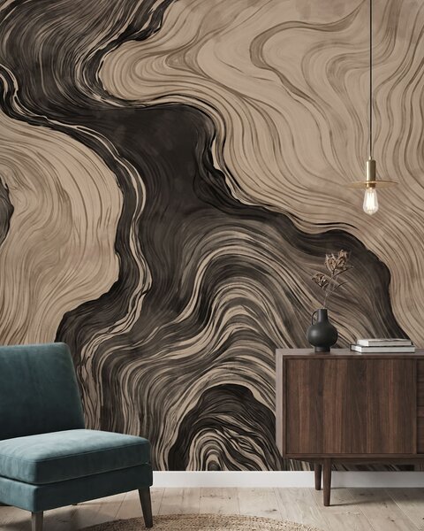 Tapet Un model abstract cu un design liniar care imită fibrele lemnului, Fototapet Abstract, w05729 : Uwalls.ro